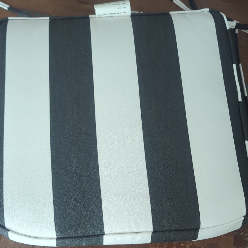 Striped Black and White Outdoor Cushions Set Of 2 Cabana Classic - Picture 3 of 4